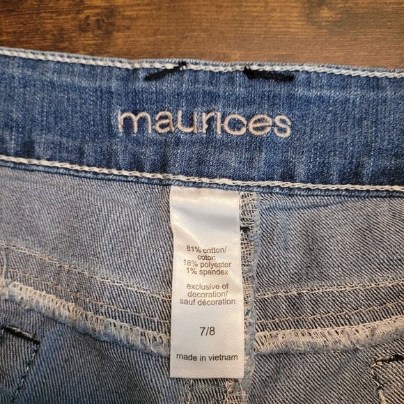 Maurices Jeans Womens 8 Low Rise Capri Thick Stitch Detail Medium Light Wash - Picture 4 of 10